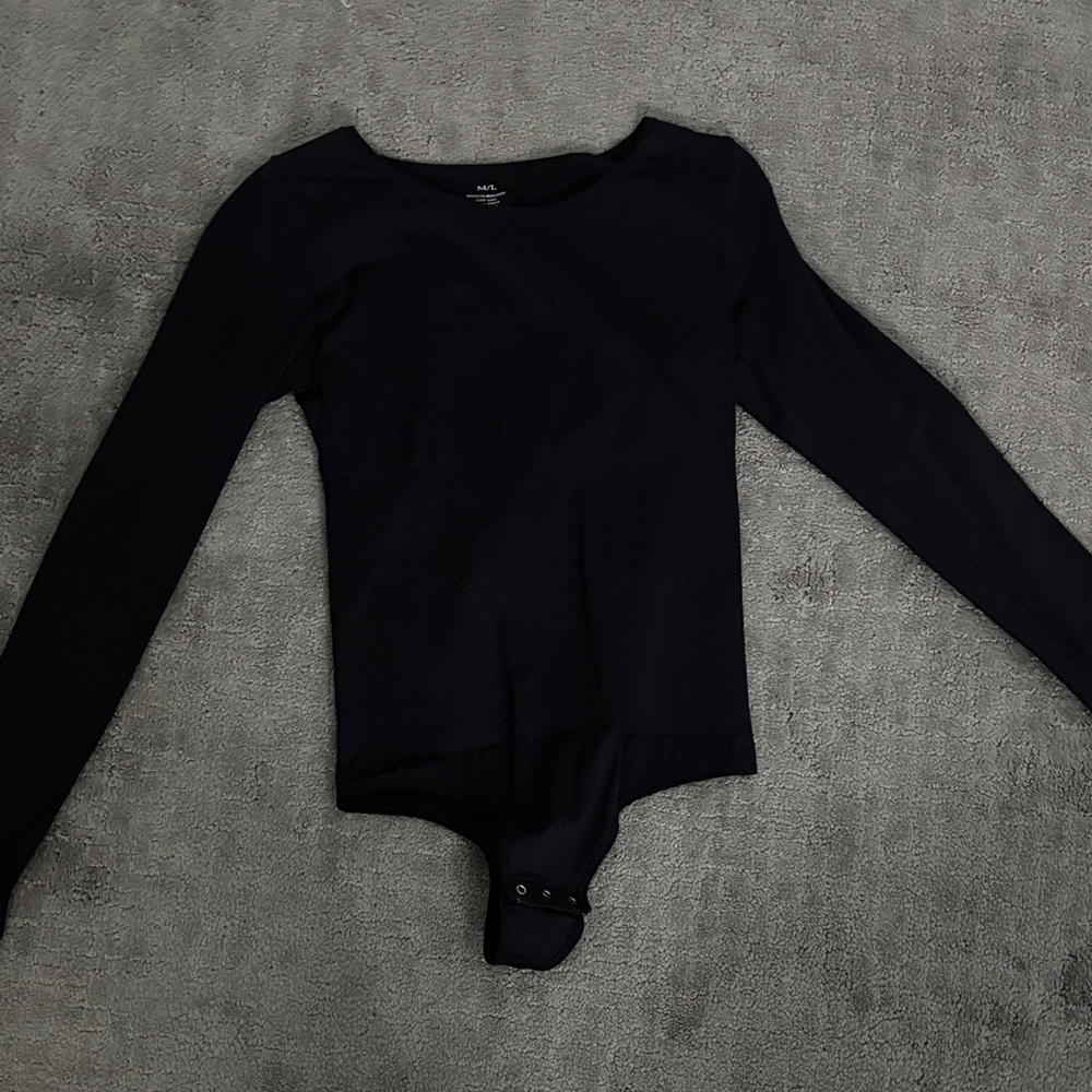 Black Long-Sleeve Bodysuit - Unbranded